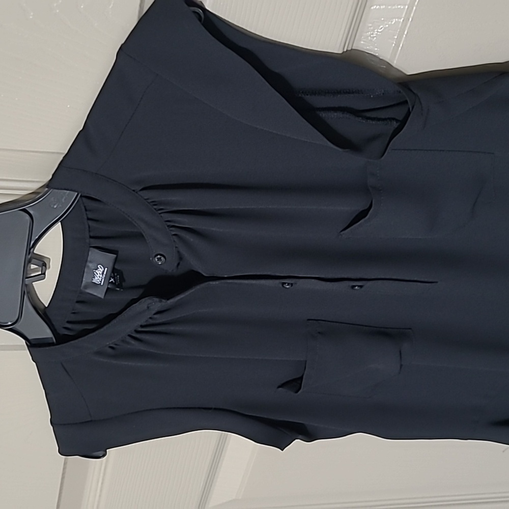 MOSSIMO Black henley style button front sleeveless lined tank top size XS